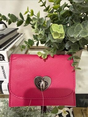 Free People Hot Pink Heart-Turn Lock Wallet